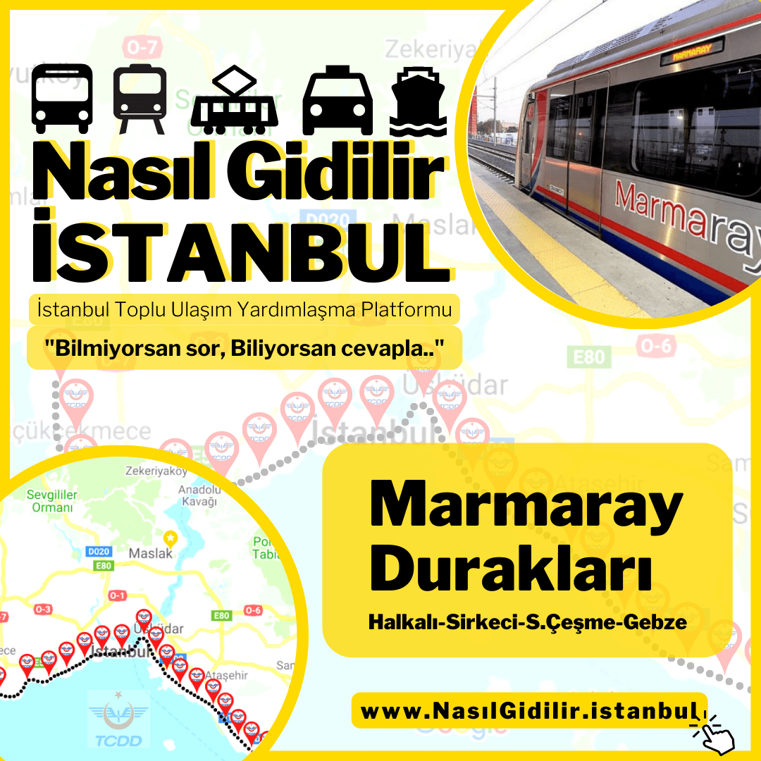 Marmaray Durakları – Gebze-Söğütlüçeşme-Halkalı Marmaray İstasyonları / Ücretleri / Hareket Saatleri